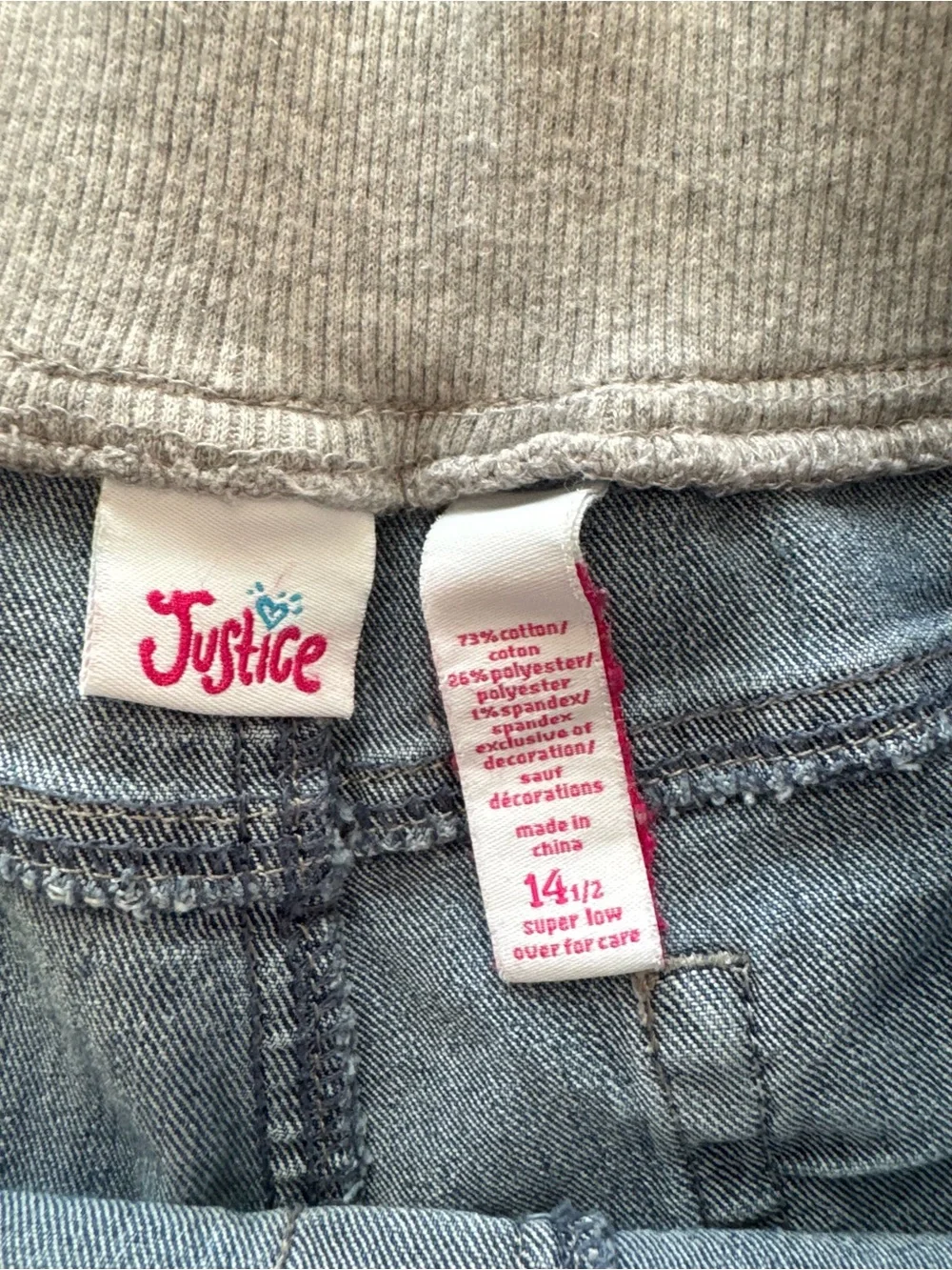 Justice Blue Denim Jean Shorts with Drawstring Waistband
